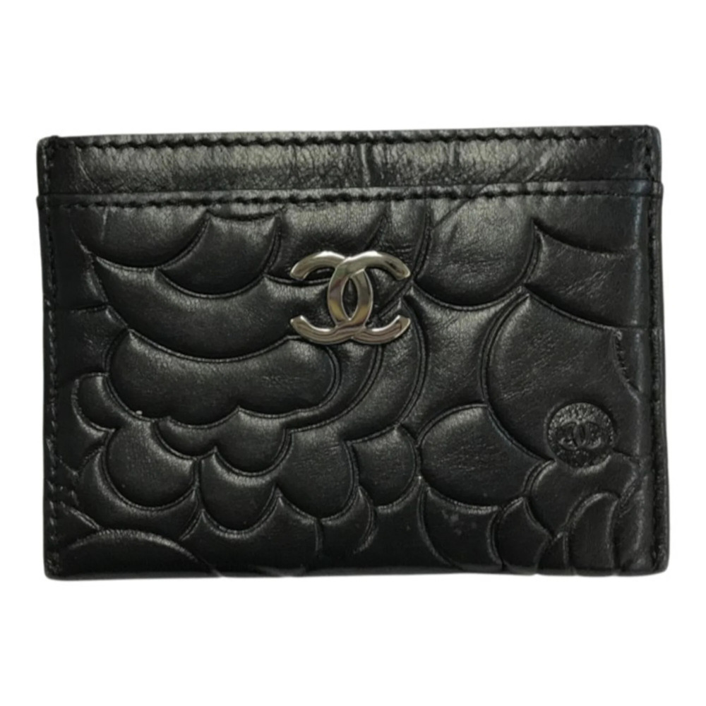 CHANEL Camellia Business Card Holder/Card Case for Women, Leather, Embossed, ...